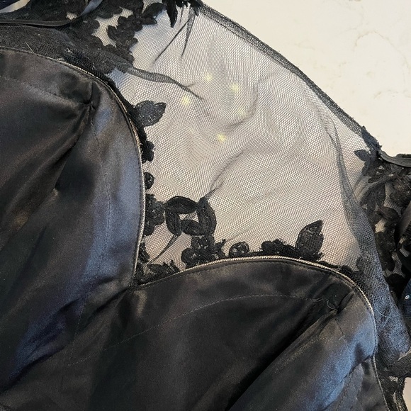 EMOTION Two Piece Cropped Black Mesh Glam Lace Tutu Mini Prom Punk Dress Outfit - Picture 8 of 14